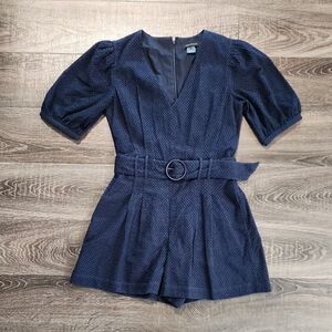 Club Monaco Belted Puff Sleeve Eyelet Romper